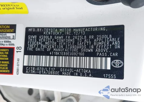 2014 Toyota Avalon Xle Touring из США, поврежденный, VIN 4T1BK1EB9EU092160